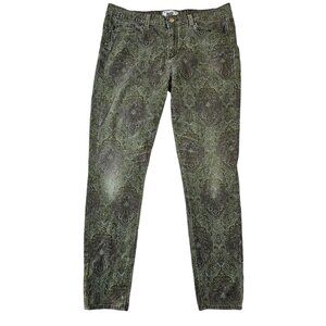 Paige Verdugo Ultra Skinny Jeans Size 32 Green Paisley Women's